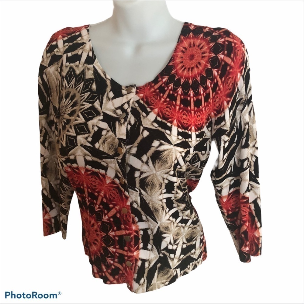 WHBM VTG Clueless Preppy Snap Front Cropped Cardigan Sz S Colorful Casual